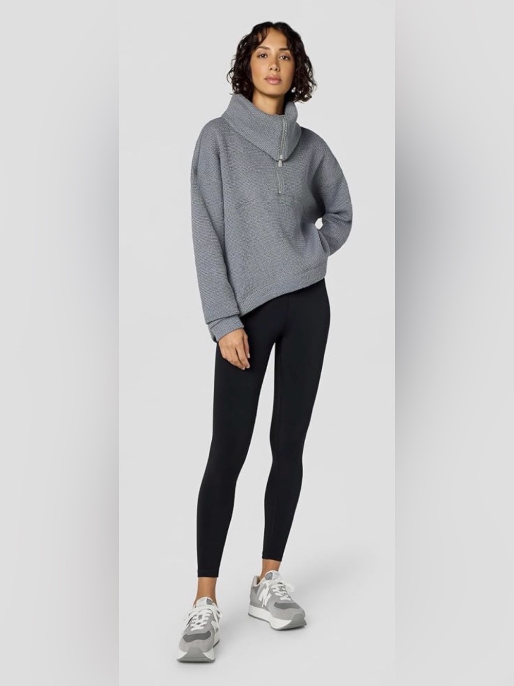 Sweaty Betty Restful Boucle Half Zip Grey Sweatshirt Size Medium